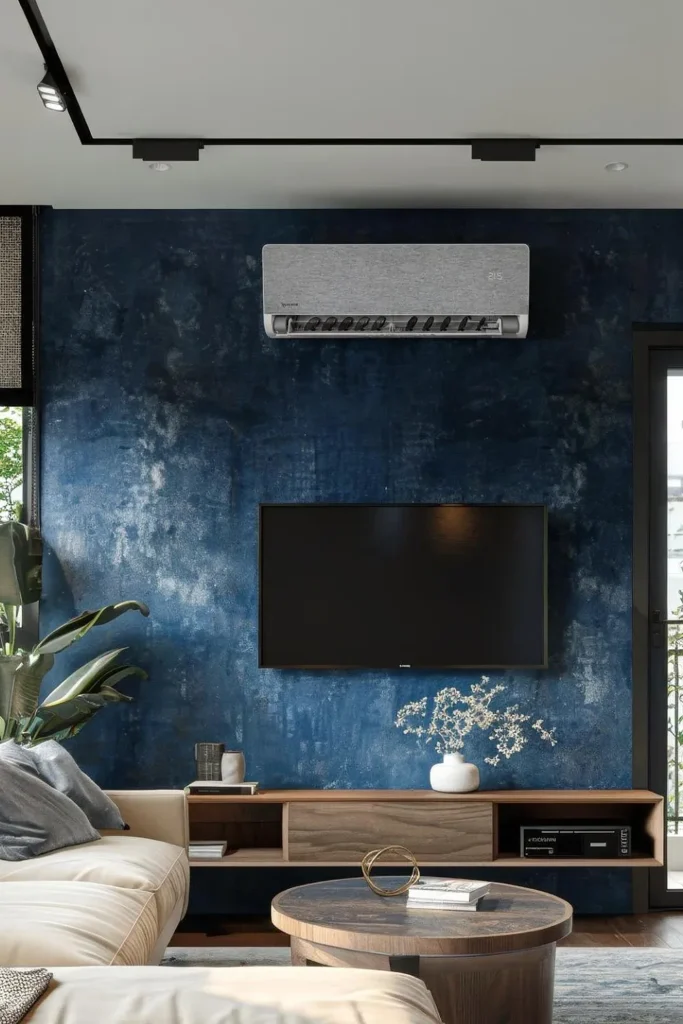Klimatyzator Rotenso Versu Cloth Stone x zamontowany w nowoczesnym eleganckim mieszkaniu